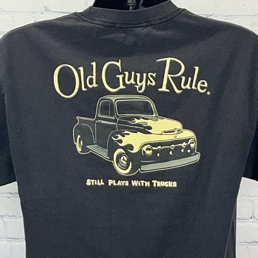 Old Guys Rule Still Plays With Trucks T Shirt L Large Black 1951-52 Ford F-1 Tee